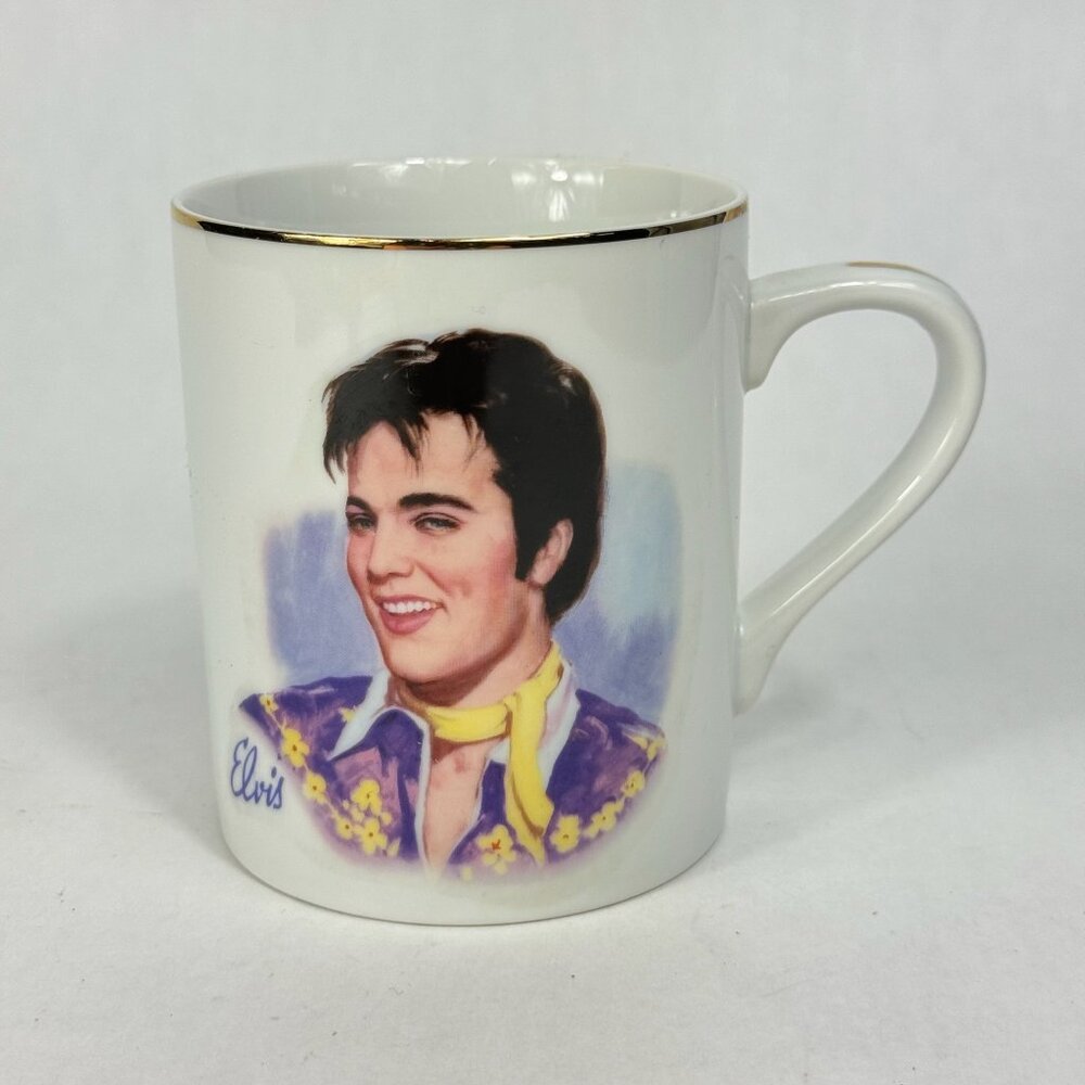 Vintage 1985 Elvis Nostalgia Collectibles Teddy Bear Tea Coffee Mug Cup